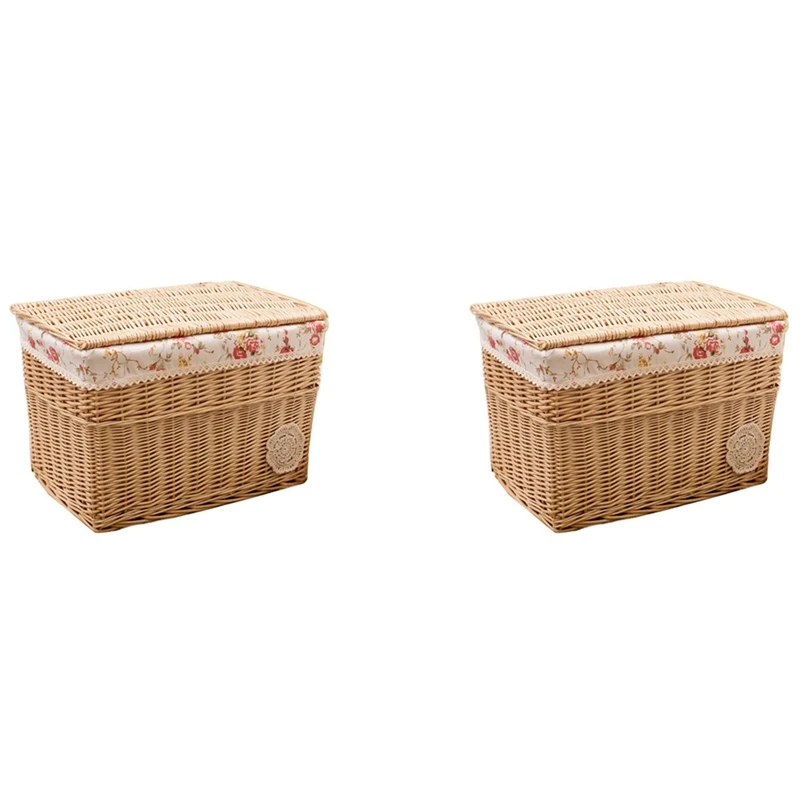 2X Wicker Storage Basket Hand-Woven Storage Basket Multipurpose Container With Lid For Desktop Home Decoration
2X Wicker Storage Basket Hand-Woven Storage Basket Multipurpose Container With Lid For Desktop Home Decoration