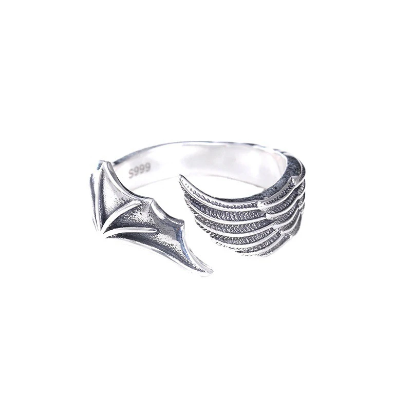 Vintage Silver Color Men's Ring Personality Open Thai Silver Angel and Demon Wings Ring For Men Boy Jewelry Gifts Wholesale
Vintage Silver Color Men's Ring Personality Open Thai Silver Angel and Demon Wings Ring For Men Boy Jewelry Gifts Wholesale