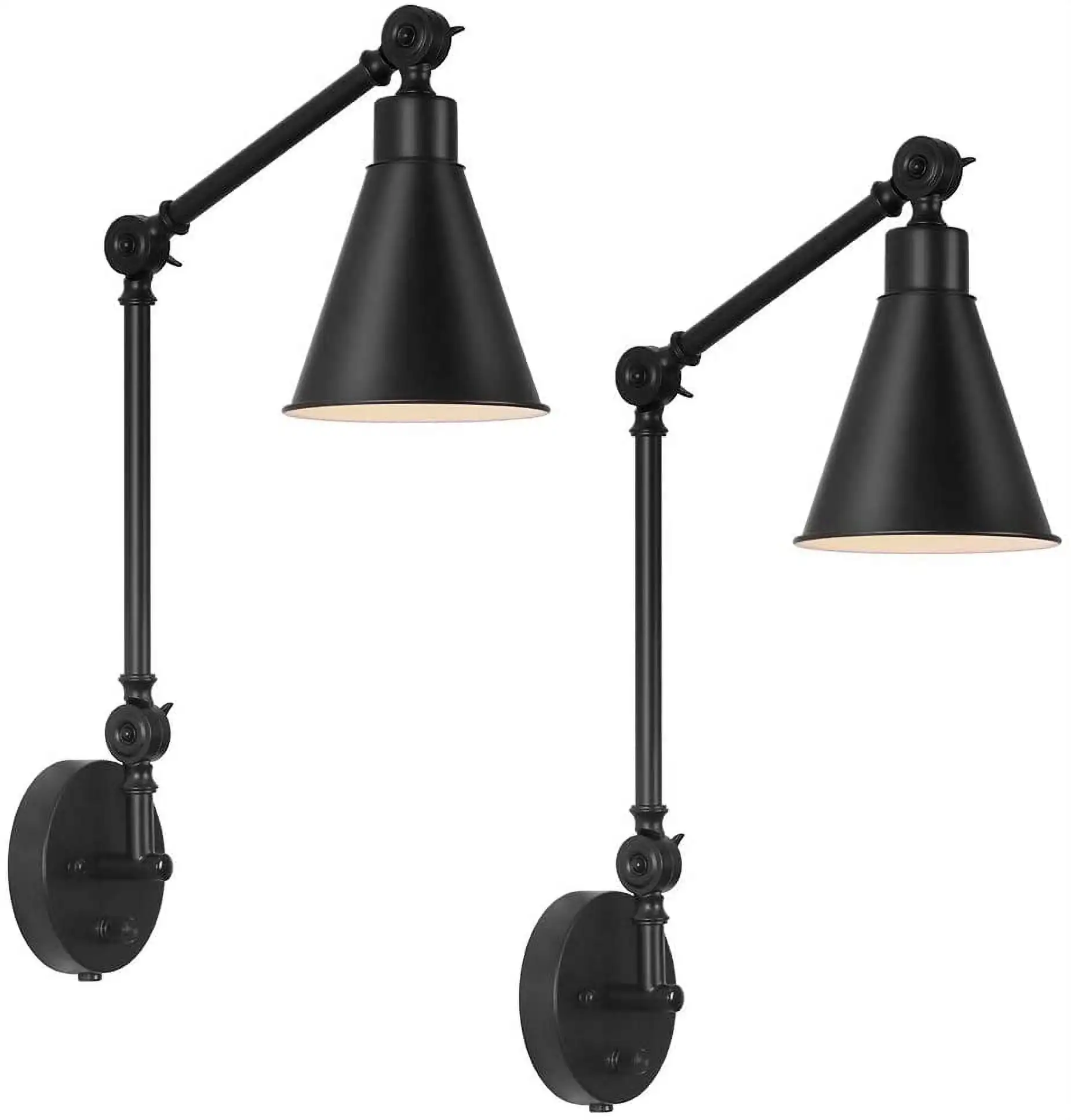 

Swing Arm Sconces 2 Pack- Dimmable Lamp with Mounted Light Fixtures in Black (Bulbs Not Included)
