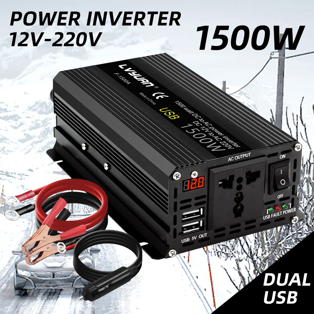LED Display Car Inverter DC 12V to AC 220V 1500W/2000W/2600W Portable Charger Converter Adapter Universal Socket Auto Accessorie
LED Display Car Inverter DC 12V to AC 220V 1500W/2000W/2600W Portable Charger Converter Adapter Universal Socket Auto Accessorie