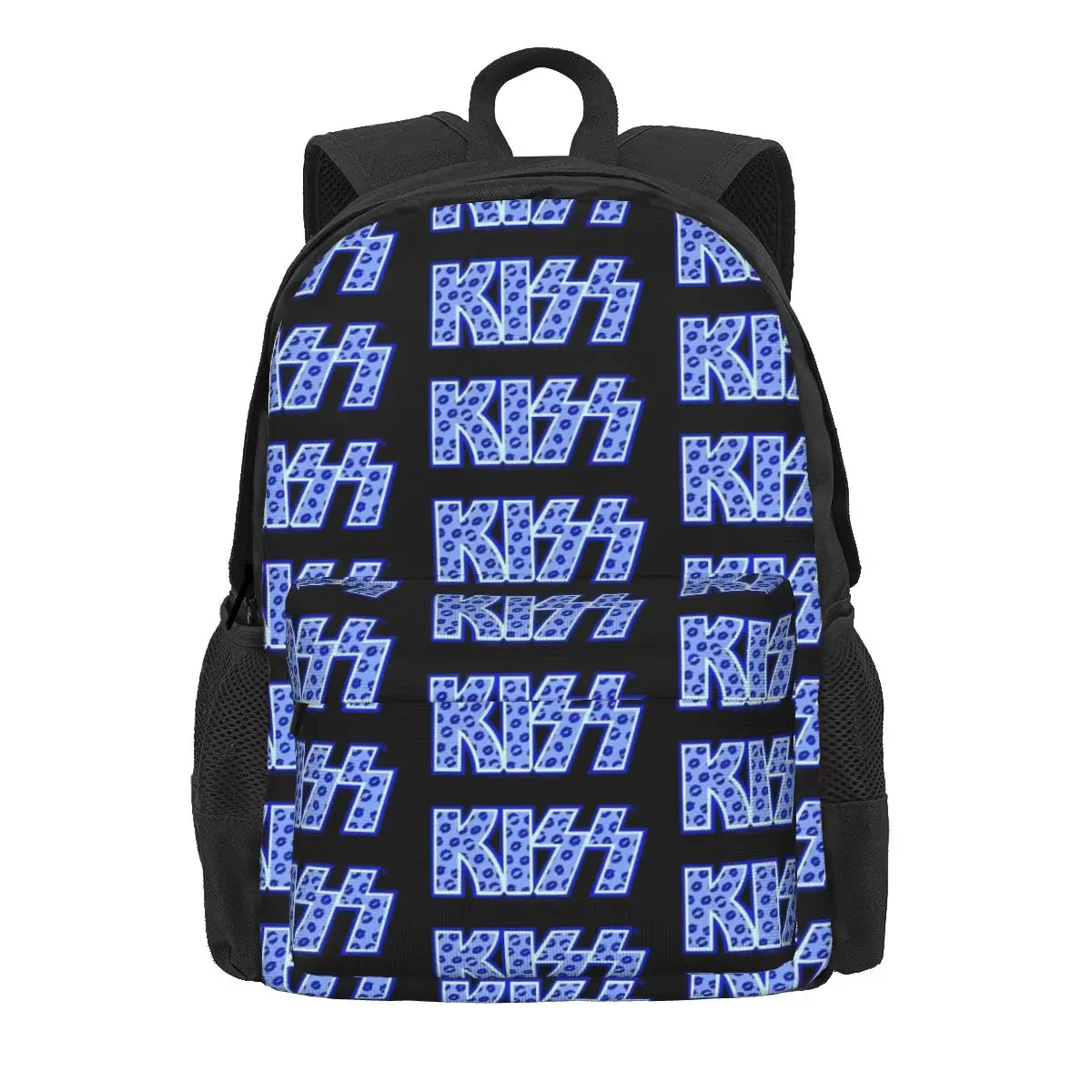 

Kiss Band Backpack Blue Lips Logo Workout Backpacks Youth Kawaii School Bags Custom Large Rucksack