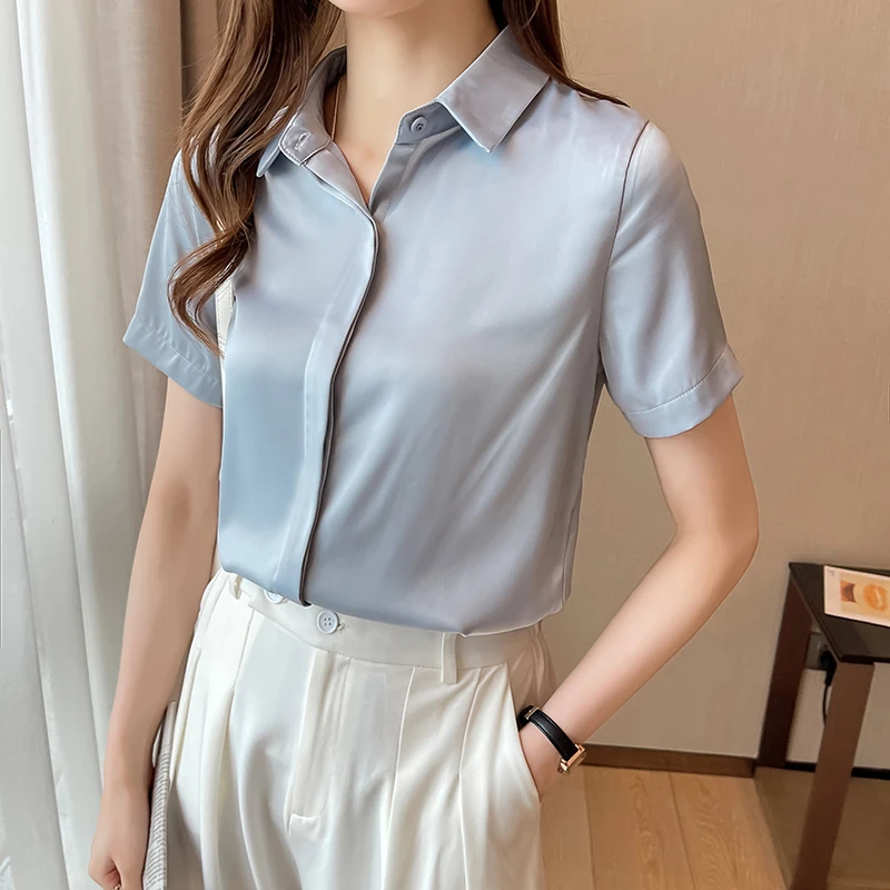 Женская шифоновая рубашка-поло, повседневная Однотонная рубашка-поло с коротким рукавом, на пуговицах, в Корейском стиле, голубого и белого ...
Женская шифоновая рубашка-поло, повседневная Однотонная рубашка-поло с коротким рукавом, на пуговицах, в Корейском стиле, голубого и белого ...