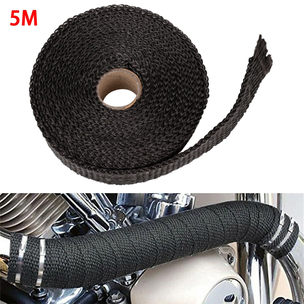

5M Roll Fiberglass Heat Shield Motorcycle Exhaust Header Pipe Heat Wrap Tape Thermal Protection Exhaust Pipe Insulation Tape