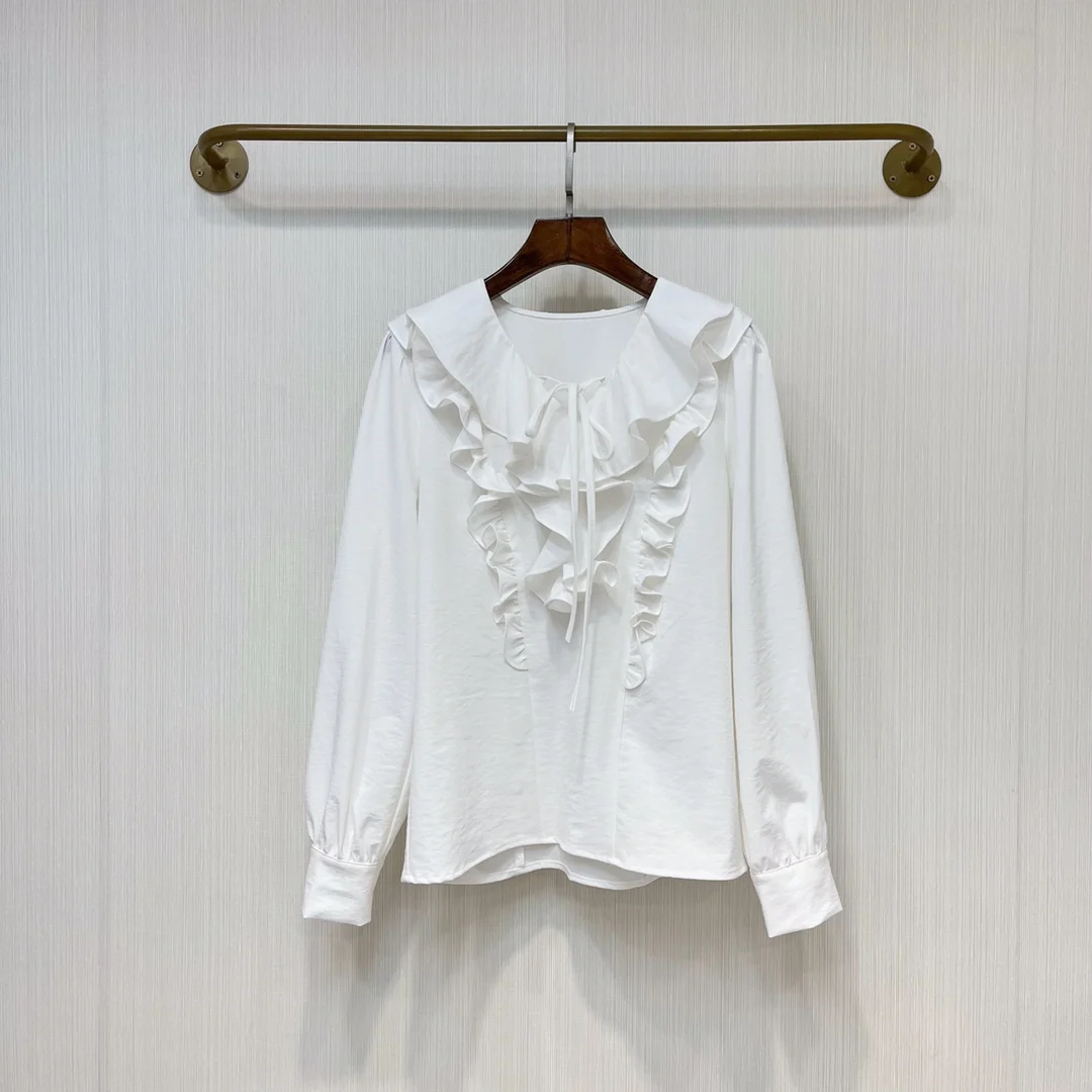 Lapel collar ruffled tie shirt loose version casual fashion 2023 summer new hot
Lapel collar ruffled tie shirt loose version casual fashion 2023 summer new hot