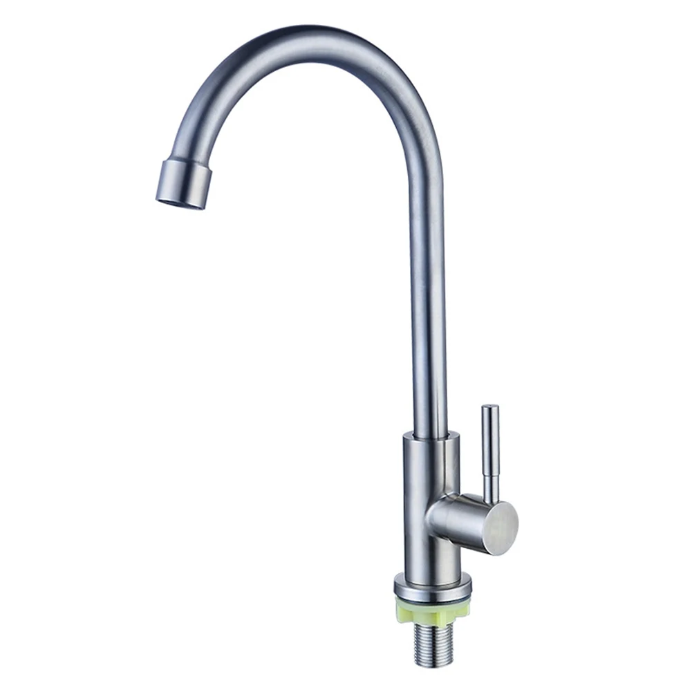 

Stainless Steel Kitchen Faucet 304 Stainless Steel 360°rotation Elbow Kitchen Faucet Single Cold Water Single Lever Hole