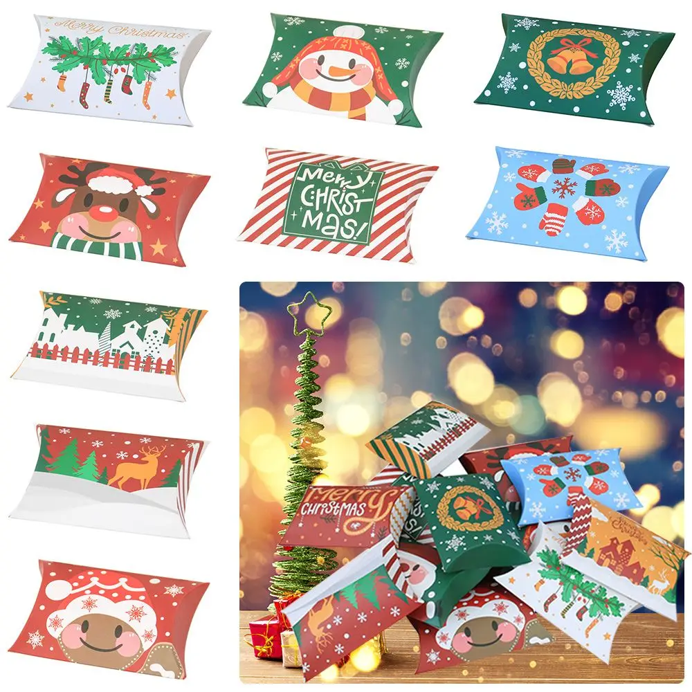 

Gifts Cookie Present Pouch New Year Wedding Favors Kraft Gift Bag Pillow Shape Box Paper Candy Boxes Christmas Decor