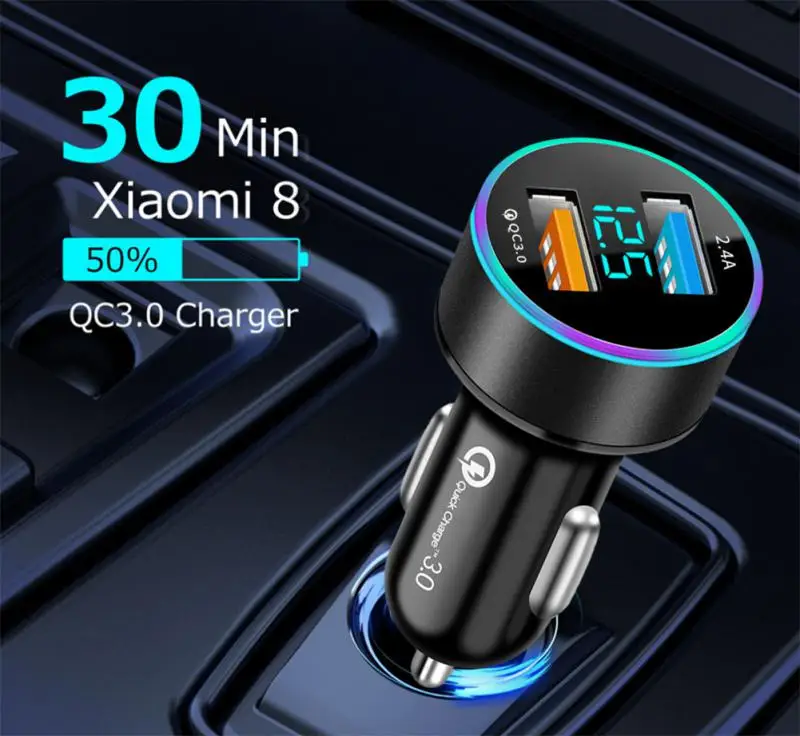 Charger For Smart Phone Dual USB Car Adapter Mobile Phone Adapter 2.4A QC3.0 Fast USB Charger LCD Display for IPhone Xiaomi
Charger For Smart Phone Dual USB Car Adapter Mobile Phone Adapter 2.4A QC3.0 Fast USB Charger LCD Display for IPhone Xiaomi