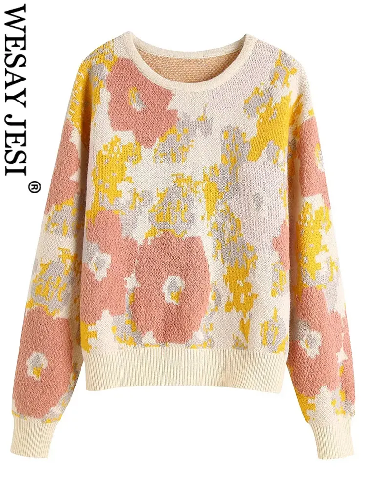 WESAY JESI Women's Fashion Floral Jacquard Knitted Sweater Long Sleeve Crew Neck Loose Pullover Sweater Autumn Female Chic Tops
WESAY JESI Women's Fashion Floral Jacquard Knitted Sweater Long Sleeve Crew Neck Loose Pullover Sweater Autumn Female Chic Tops