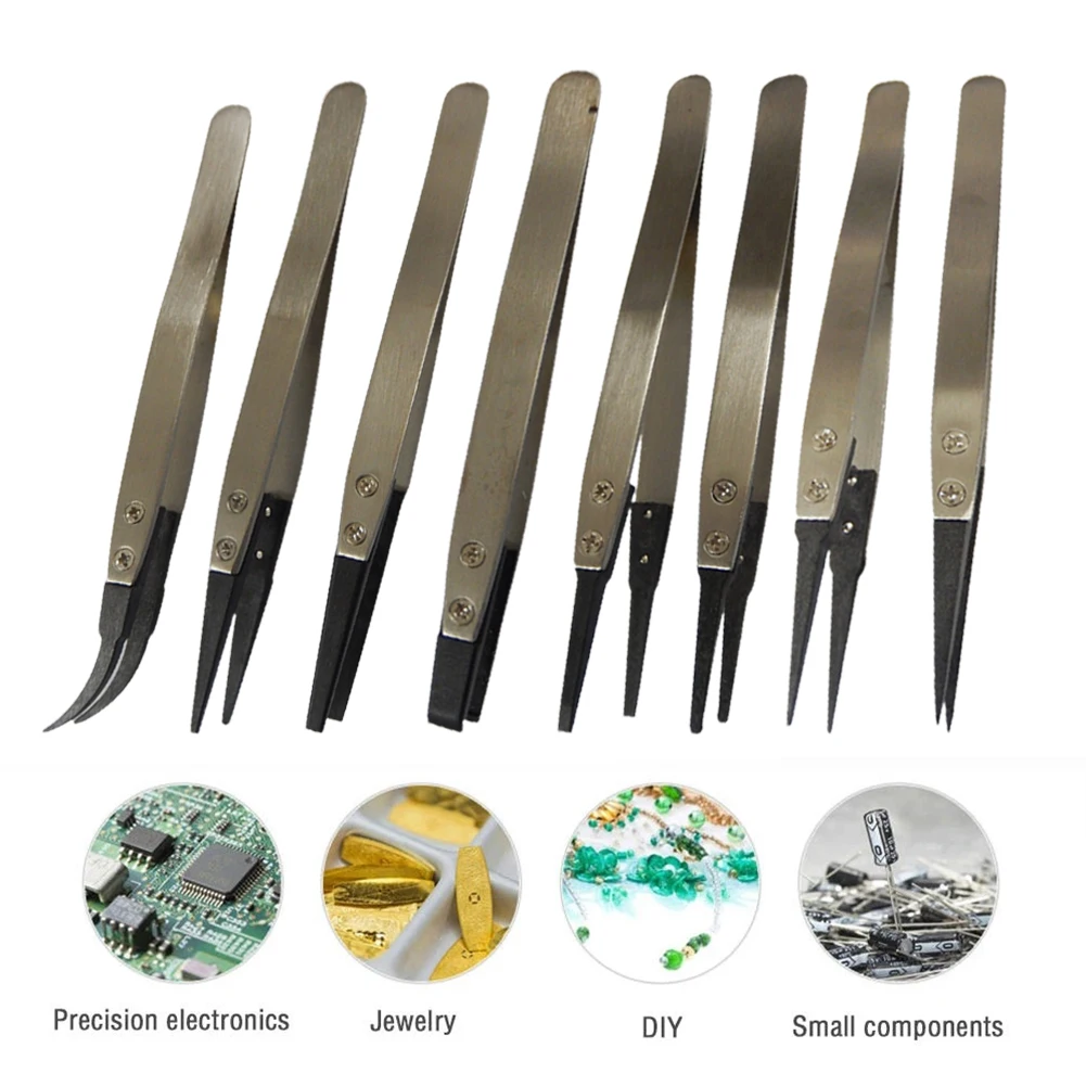 1pc Anti-static Stainless Steel Handle Interchangeable Tips Plastic Tweezers 116-130mm Stainless Steel Carbon Fiber Hand Tools
1pc Anti-static Stainless Steel Handle Interchangeable Tips Plastic Tweezers 116-130mm Stainless Steel Carbon Fiber Hand Tools