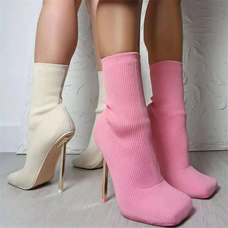 Square Toe Thin Heels Sock Boots Large Size Solid Color High Heels Fashion Slip-On Mid-Calf Women Shoes Breathable Light Shoe
Square Toe Thin Heels Sock Boots Large Size Solid Color High Heels Fashion Slip-On Mid-Calf Women Shoes Breathable Light Shoe