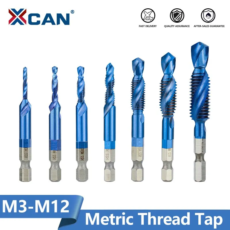 

XCAN HSS Thread Tap Set 6pcs M3 M4 M5 M6 M8 M10 Screw Machine Compound Tap With Center Punch Nano Blue Coated Tap Drill Bits