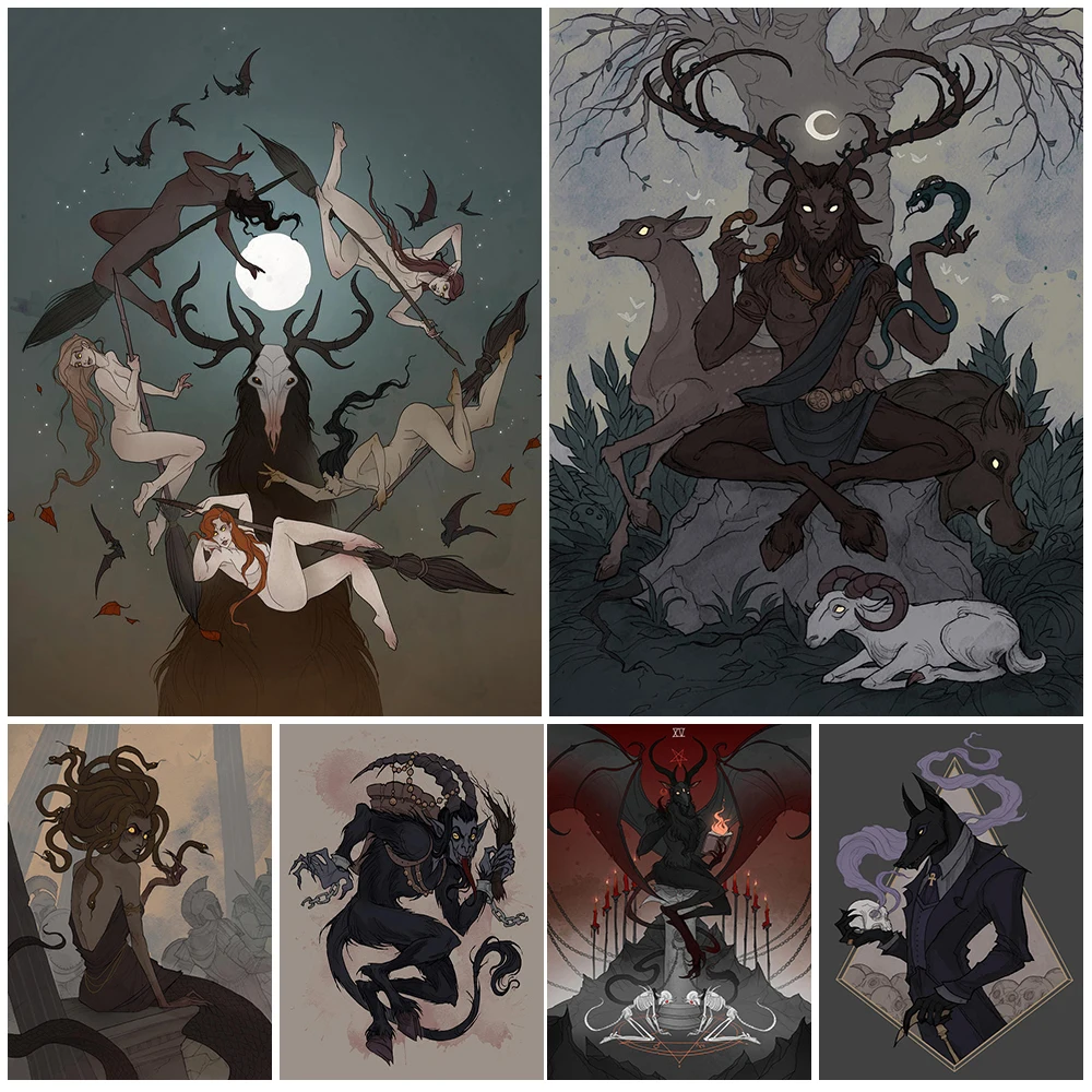 Cernunnos,Jorogumo,Medusa Mythical Characters Print Art Canvas Poster For Living Room Decor Home Wall Picture
Cernunnos,Jorogumo,Medusa Mythical Characters Print Art Canvas Poster For Living Room Decor Home Wall Picture