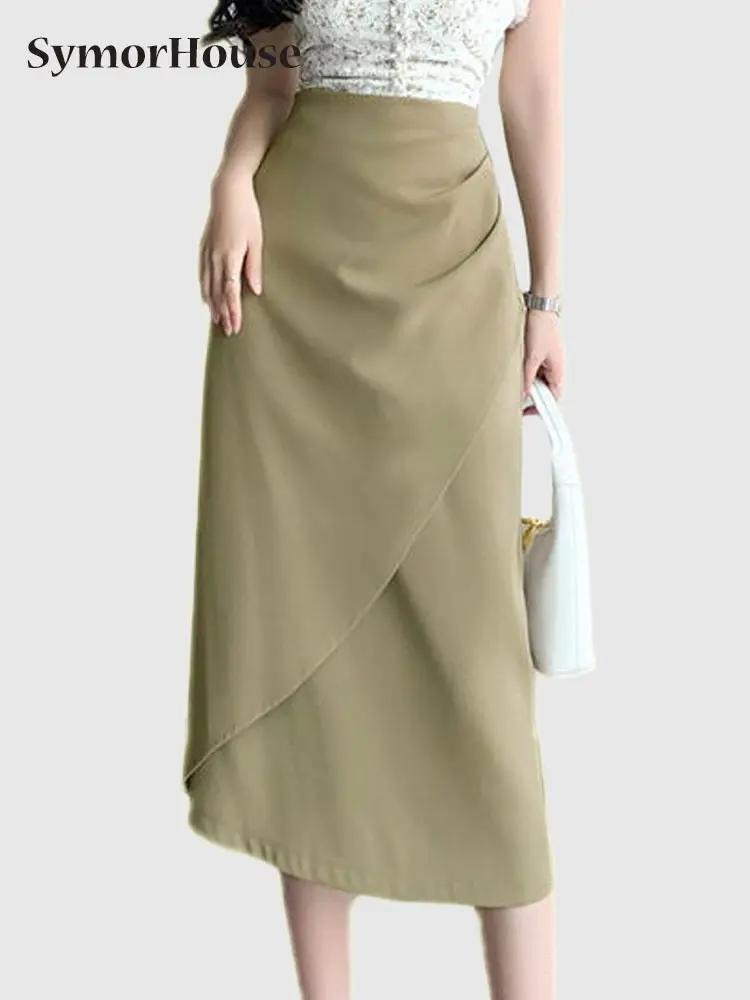 Юбка Женская Офисная с разрезом, Элегантная Модная винтажная Повседневная трапециевидная юбка в офисном стиле, с завышенной талией, весна-лето 
Юбка Женская Офисная с разрезом, Элегантная Модная винтажная Повседневная трапециевидная юбка в офисном стиле, с завышенной талией, весна-лето