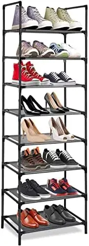 

Zapatero con 8 estantes, organizador de zapatos, para 16 \u2013 20 pares de zapatos, ahorra espacio, torre de zapatos, organizad