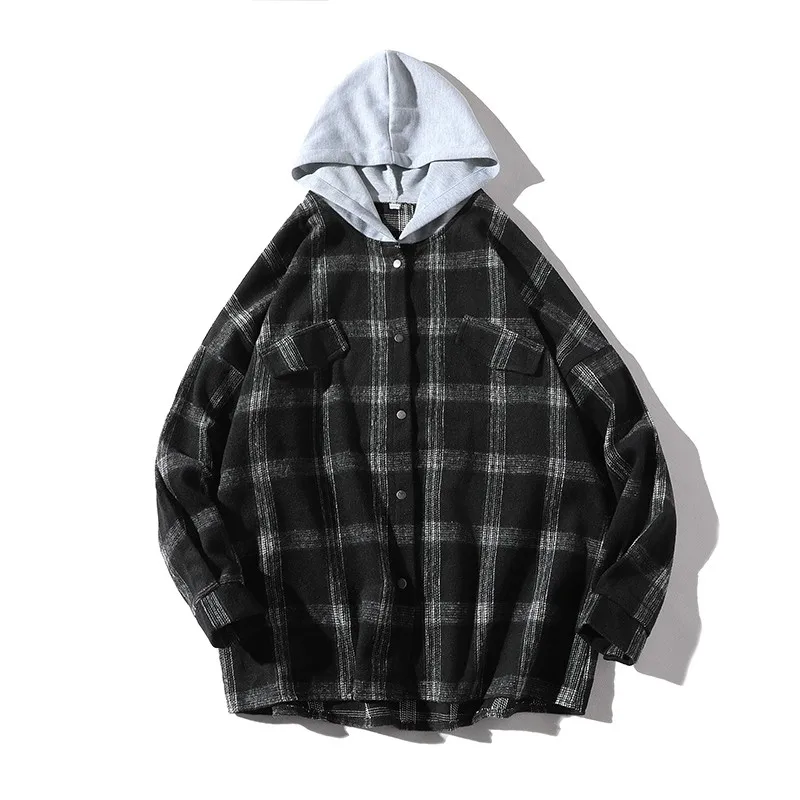 New Spring Autumn Men Shirt With Hooded Brand Hip Hop Lattice Shirt Coat Men Streetwear Single Breasted Shirts Men Clothing 2022
New Spring Autumn Men Shirt With Hooded Brand Hip Hop Lattice Shirt Coat Men Streetwear Single Breasted Shirts Men Clothing 2022