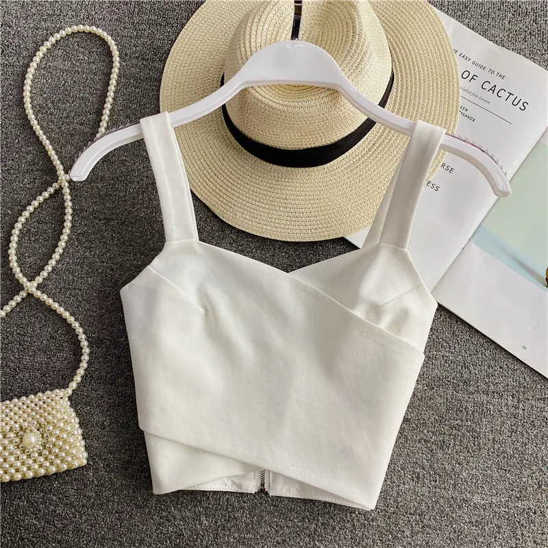 Women White Wide Shoulder Strap Irregularity Camis Summer Sleeveless Backless Zipper No Chest Pad Corset Fashion Cross Tank Top
Women White Wide Shoulder Strap Irregularity Camis Summer Sleeveless Backless Zipper No Chest Pad Corset Fashion Cross Tank Top