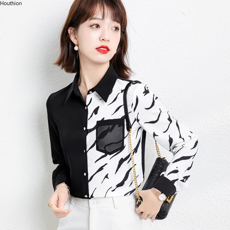 Chiffon Women's Blouse Loose Polo Girl's Shirt Fashion Summer Casual Long Sleeve Top Printing Korean Style Female Clothing
Chiffon Women's Blouse Loose Polo Girl's Shirt Fashion Summer Casual Long Sleeve Top Printing Korean Style Female Clothing