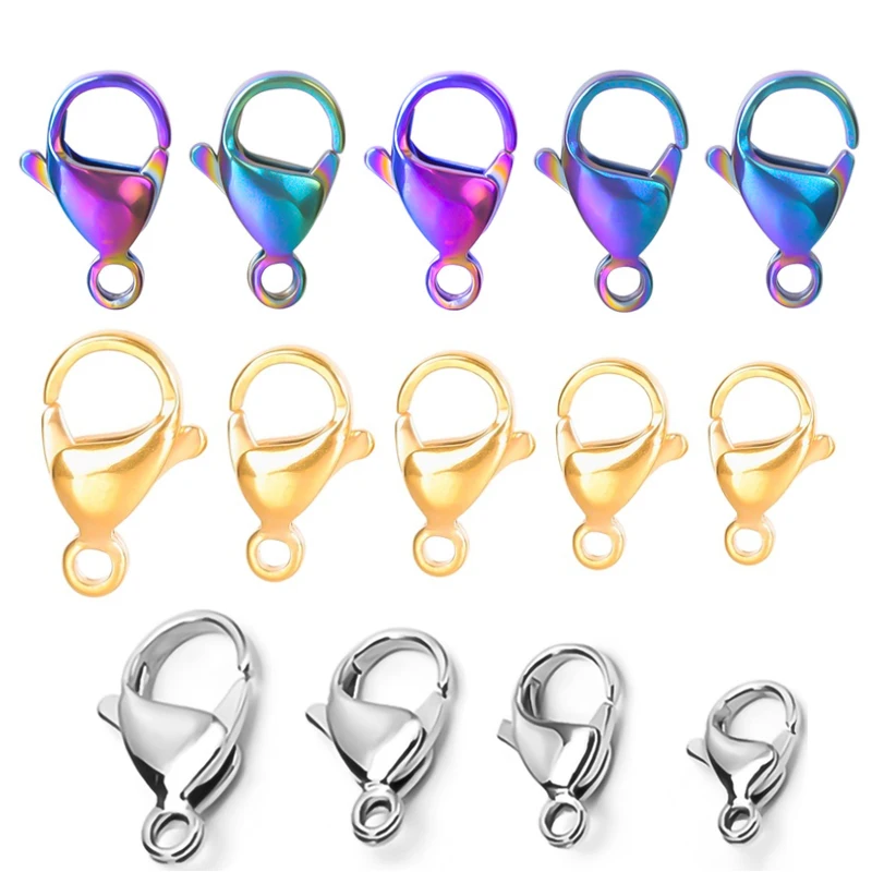 10pcs 9-19mm Rainbow Gold Color Stainless Steels Lobster Clasp Hooks For Necklace Bracelet Accessories Jewelry Findings Material
10pcs 9-19mm Rainbow Gold Color Stainless Steels Lobster Clasp Hooks For Necklace Bracelet Accessories Jewelry Findings Material