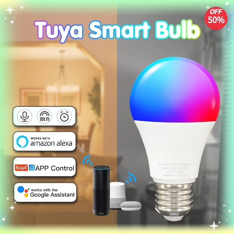 Умная светодиодная лампочка TUYA с Wi-Fi, E27, RGBCW, лампочка с регулировкой яркости для Alexa, Google Home, Яндекс. Алисы, 100-240 В, лампочки с голосовым управлением
Умная светодиодная лампочка TUYA с Wi-Fi, E27, RGBCW, лампочка с регулировкой яркости для Alexa, Google Home, Яндекс. Алисы, 100-240 В, лампочки с голосовым управлением