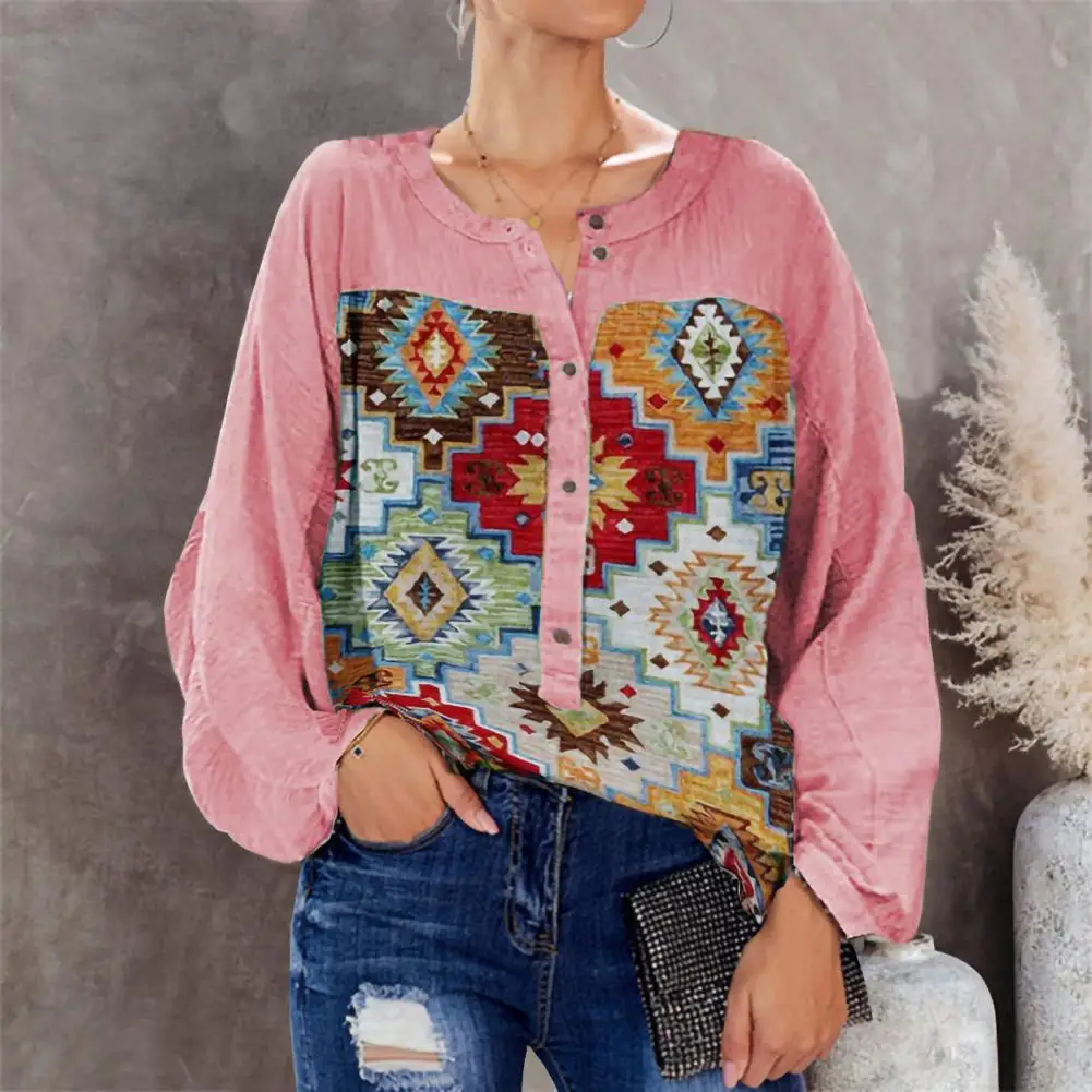Round Neck Vintage Pattern Polyester Women Blouse Geometric Print Casual Shirt Trendy Anti-pilling Women Tops For Daily Wear
Round Neck Vintage Pattern Polyester Women Blouse Geometric Print Casual Shirt Trendy Anti-pilling Women Tops For Daily Wear