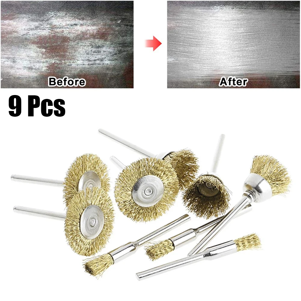 9pcs/lot Brass Brush Wire Wheel Brushes Die Grinder Rotary Polishing Electric Tool For Engraver Metal Rust Removal Brush
9pcs/lot Brass Brush Wire Wheel Brushes Die Grinder Rotary Polishing Electric Tool For Engraver Metal Rust Removal Brush