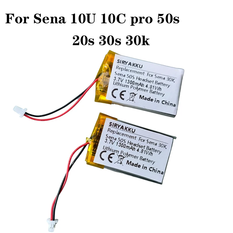 Replacement 1300mAh For Sena 10U Sena 30k Sena 10s Sena 50s Bluetooth Headset 3.7V Li-Polymer Battery
Replacement 1300mAh For Sena 10U Sena 30k Sena 10s Sena 50s Bluetooth Headset 3.7V Li-Polymer Battery