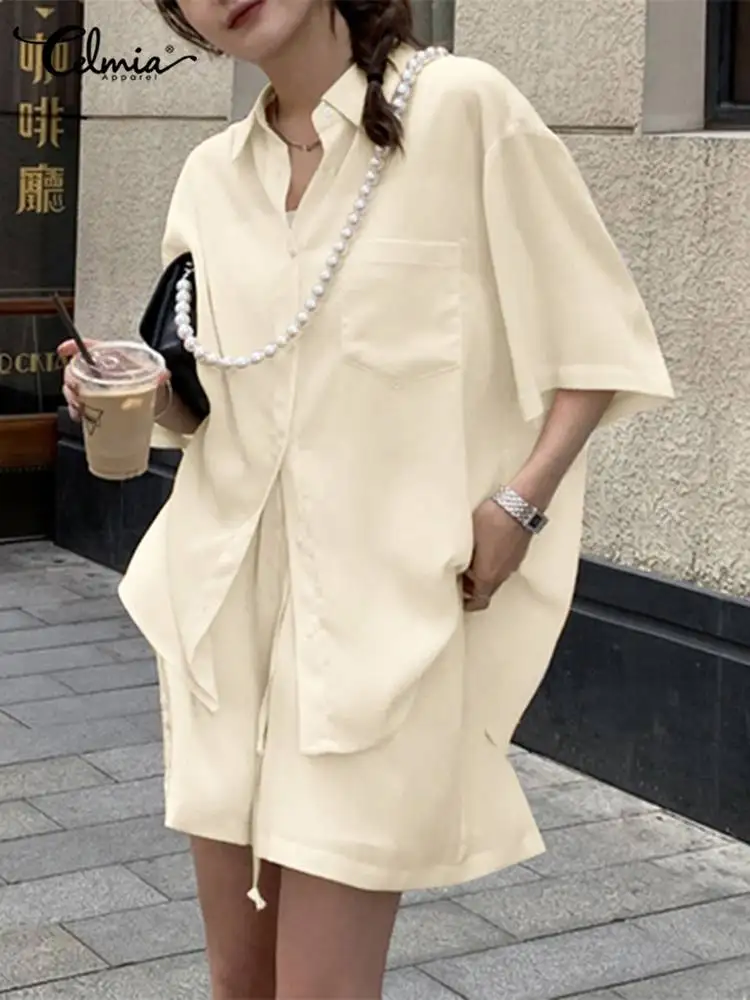 Celmia Women Summer Leisure 2 PCS Short Sets 2022 Fashion Lapel Shirts and Elastic Waist Short Suits Harajuku Casual Loose Sets
Celmia Women Summer Leisure 2 PCS Short Sets 2022 Fashion Lapel Shirts and Elastic Waist Short Suits Harajuku Casual Loose Sets