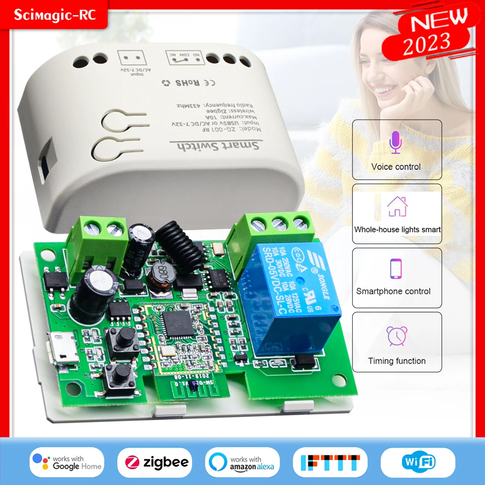 

Tuya ZigBee 3.0 Wifi Smart Light Switch Relay 1 Channel 12V 22V 110V 240V Module RF433 Alexa Google Home Smart Gateway Bridge
