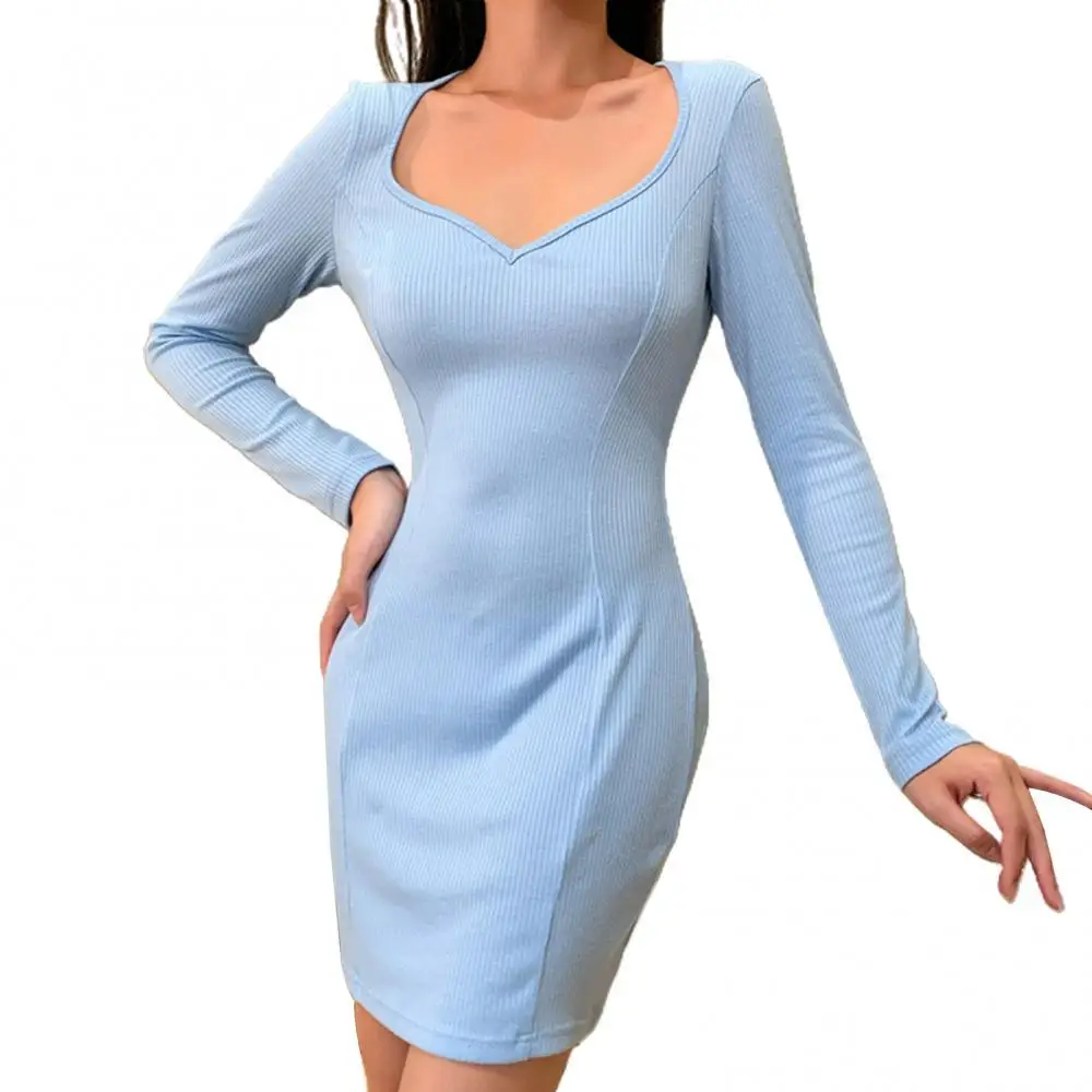 Sexy Women Dress Long Sleeve Knitted Dress Peach Heart Neck Bodycon Mini Dress Elegant Clothing
Sexy Women Dress Long Sleeve Knitted Dress Peach Heart Neck Bodycon Mini Dress Elegant Clothing