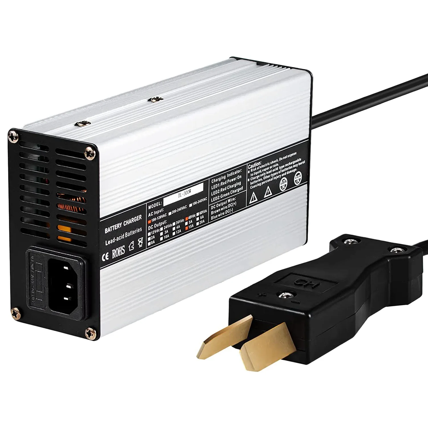 15AMP with Crowfoot Connector Battery Charger for 48 Volt Golf Cart Charger for Club Car 110V US
15AMP with Crowfoot Connector Battery Charger for 48 Volt Golf Cart Charger for Club Car 110V US