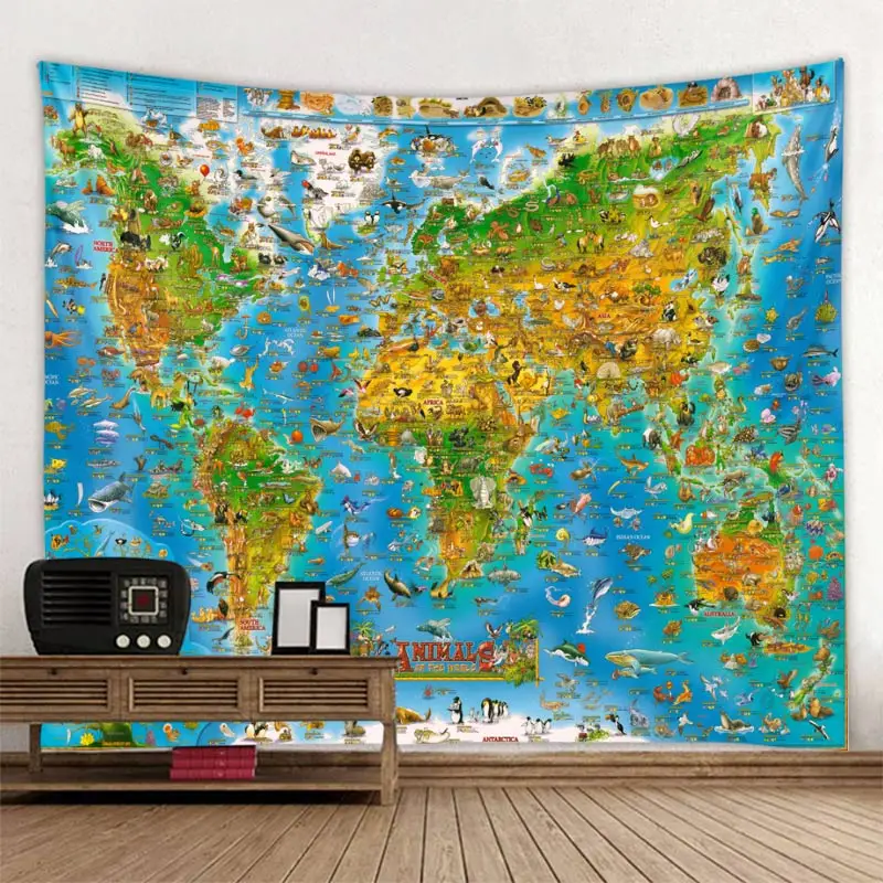Nordic Style Animal World Map Tapestry Wall Hanging Polyster Beach Towel Polyester Thin Blanket Yoga Shawl Mat
Nordic Style Animal World Map Tapestry Wall Hanging Polyster Beach Towel Polyester Thin Blanket Yoga Shawl Mat
