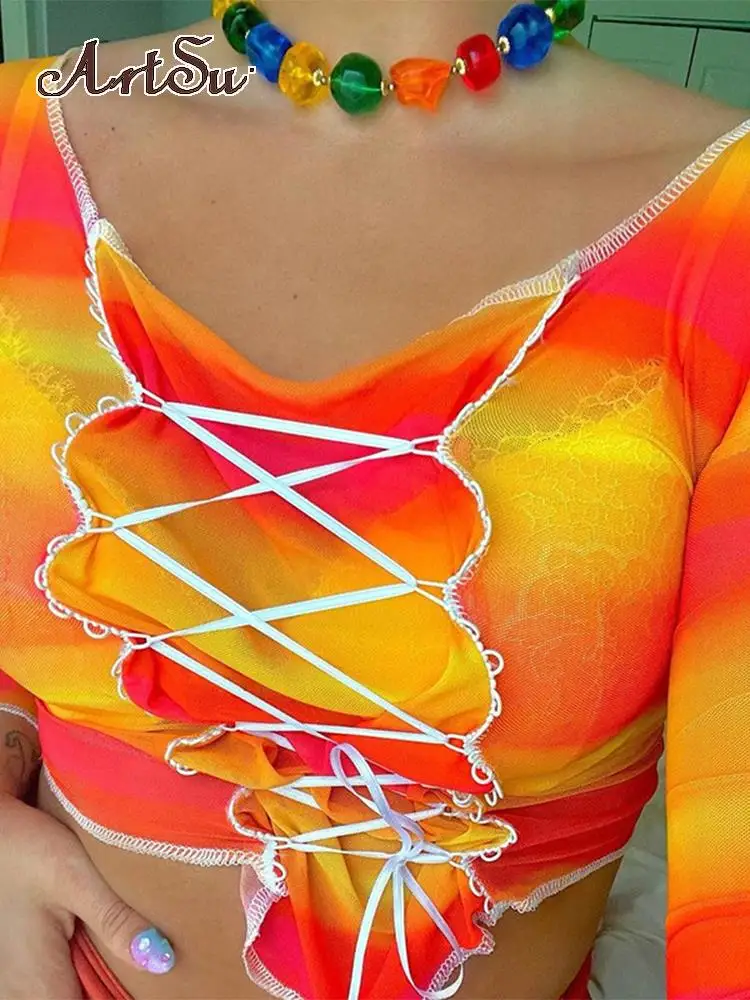 Artsu Super Short Women Top Summer Put-together Printing Long-sleeve Midriff-baring See-through T-shirt Streetwear ASTS8
Artsu Super Short Women Top Summer Put-together Printing Long-sleeve Midriff-baring See-through T-shirt Streetwear ASTS8