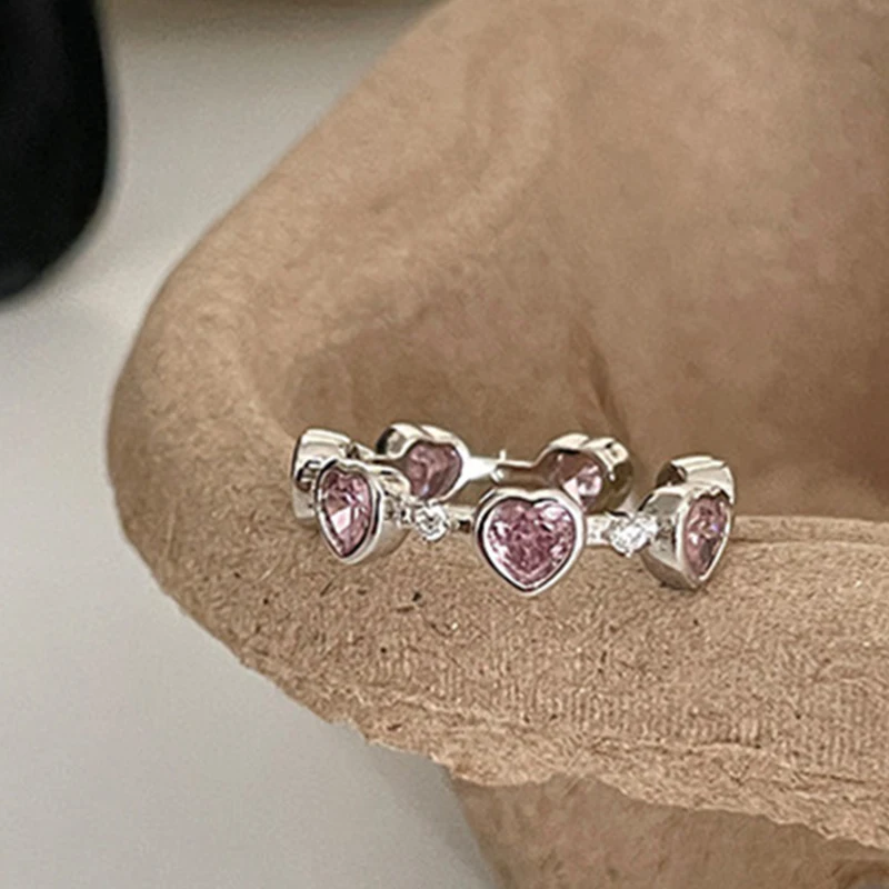Fashion Pink Cardiotype Zircon Rings Silvery Color Opening Ring For Woman Elegant Party Student Jewelry
Fashion Pink Cardiotype Zircon Rings Silvery Color Opening Ring For Woman Elegant Party Student Jewelry