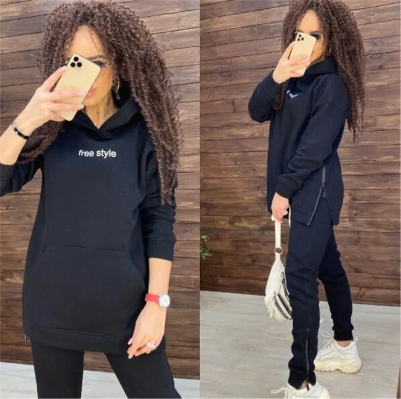 Зимний спортивный костюм из двух предметов, женская теплая толстовка большого размера, худи, женская одежда, спортивные костюмы для бега, же... 
Зимний спортивный костюм из двух предметов, женская теплая толстовка большого размера, худи, женская одежда, спортивные костюмы для бега, же...