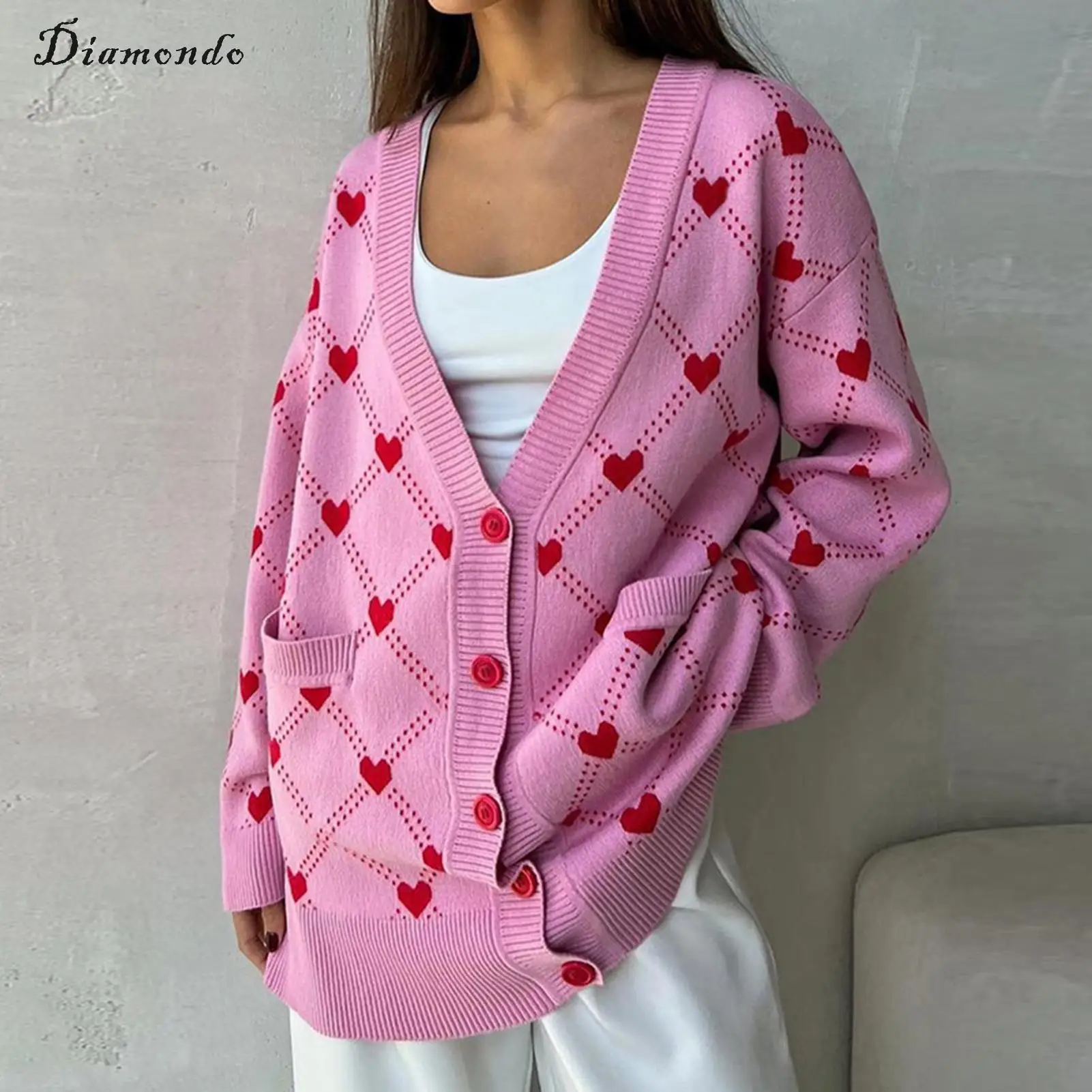 Women Open Front Sweater Loose Fit Heart Jacquard Cute Cardigan Sexy Style Casual Single Breasted V Neck Daily Outfit
Women Open Front Sweater Loose Fit Heart Jacquard Cute Cardigan Sexy Style Casual Single Breasted V Neck Daily Outfit