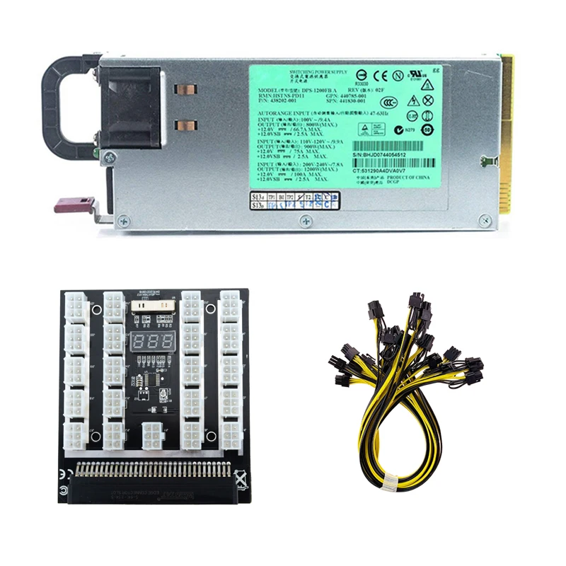 1200W PSU Tested Power Supply for HP DL580 G5 + Breakout Board with 21 ports + 6Pin to 6+2Pin Power Cable 50cm for Ming Used
1200W PSU Tested Power Supply for HP DL580 G5 + Breakout Board with 21 ports + 6Pin to 6+2Pin Power Cable 50cm for Ming Used