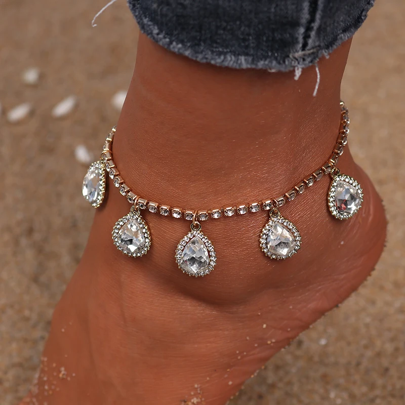 Vintage Fashion Big Water Drop Pendant Crystal Anklet For Women Link Chin Bohemian Gold Color Chain Bracelet Foot Jewelry
Vintage Fashion Big Water Drop Pendant Crystal Anklet For Women Link Chin Bohemian Gold Color Chain Bracelet Foot Jewelry