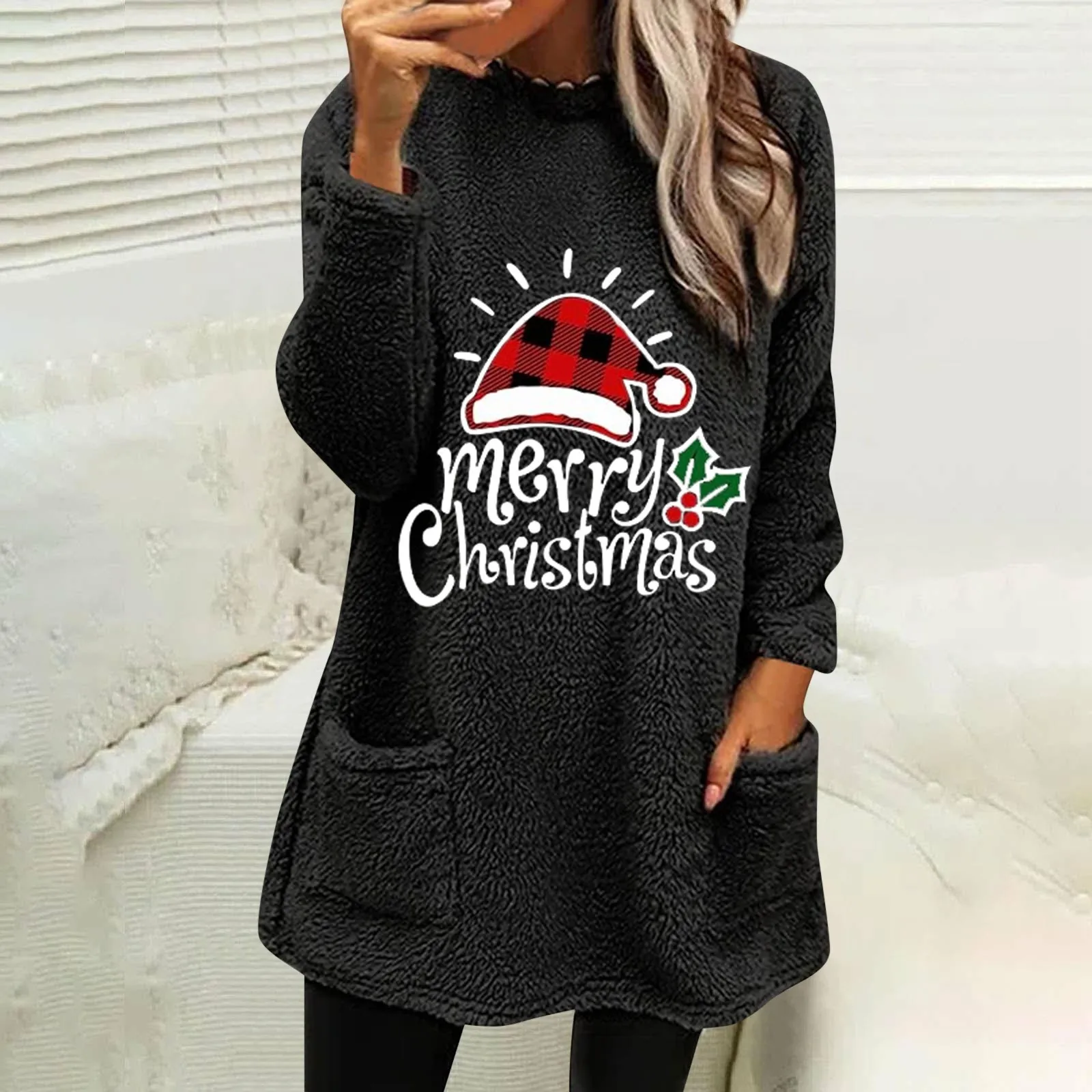 Женский свободный свитер с круглым вырезом, с длинным рукавом 
Женский свободный свитер с круглым вырезом, с длинным рукавом