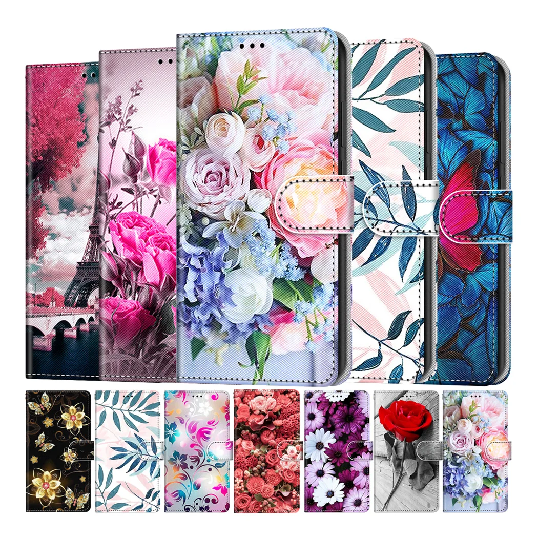 

Etui Flower Pattern Flip Leather Case For Huawei Y5 2017 Y6 2018 Y7 2019 Honor 6C Pro 6A 7S 7A 7X 8S 8A 8X 9S 9X Lite Book Cover