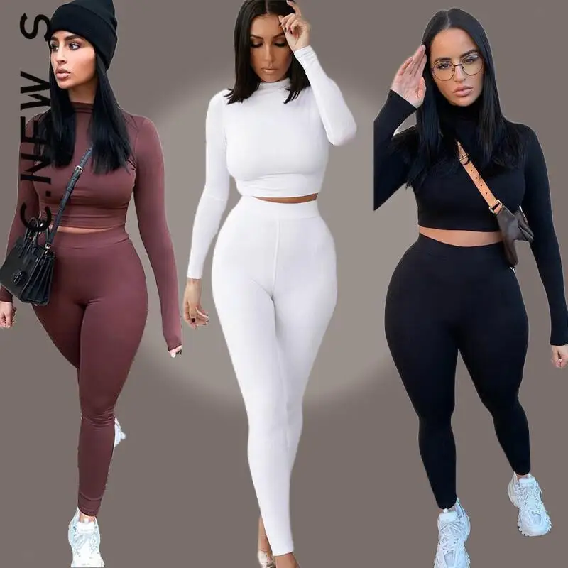 C.New S Women Solid Spring Tracksuits Two Piece Sets High Waist Stretchy Sportswear Hot Crop Tops And Leggings Matching Outfits
C.New S Women Solid Spring Tracksuits Two Piece Sets High Waist Stretchy Sportswear Hot Crop Tops And Leggings Matching Outfits