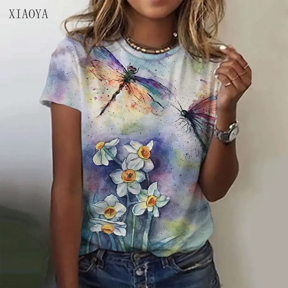 Women's Printed T-shirt Summer New Vintage Dragonfly Pattern Round Neck Short Sleeve Top Personalized Street Casual Women Shirt
Women's Printed T-shirt Summer New Vintage Dragonfly Pattern Round Neck Short Sleeve Top Personalized Street Casual Women Shirt