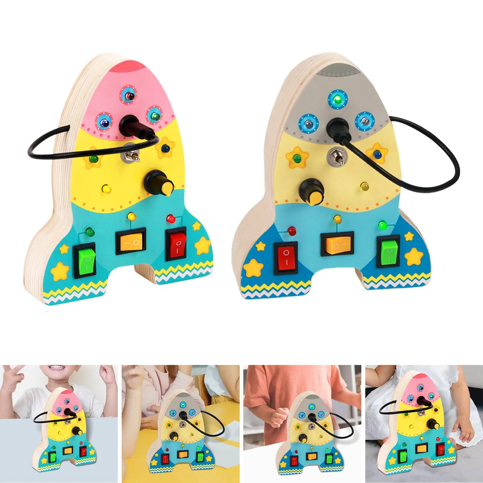 New Rocket LED Switch Training Busy Block Children's Early Childhood Education Electronic Busy Board Wooden Montessori Toys
New Rocket LED Switch Training Busy Block Children's Early Childhood Education Electronic Busy Board Wooden Montessori Toys