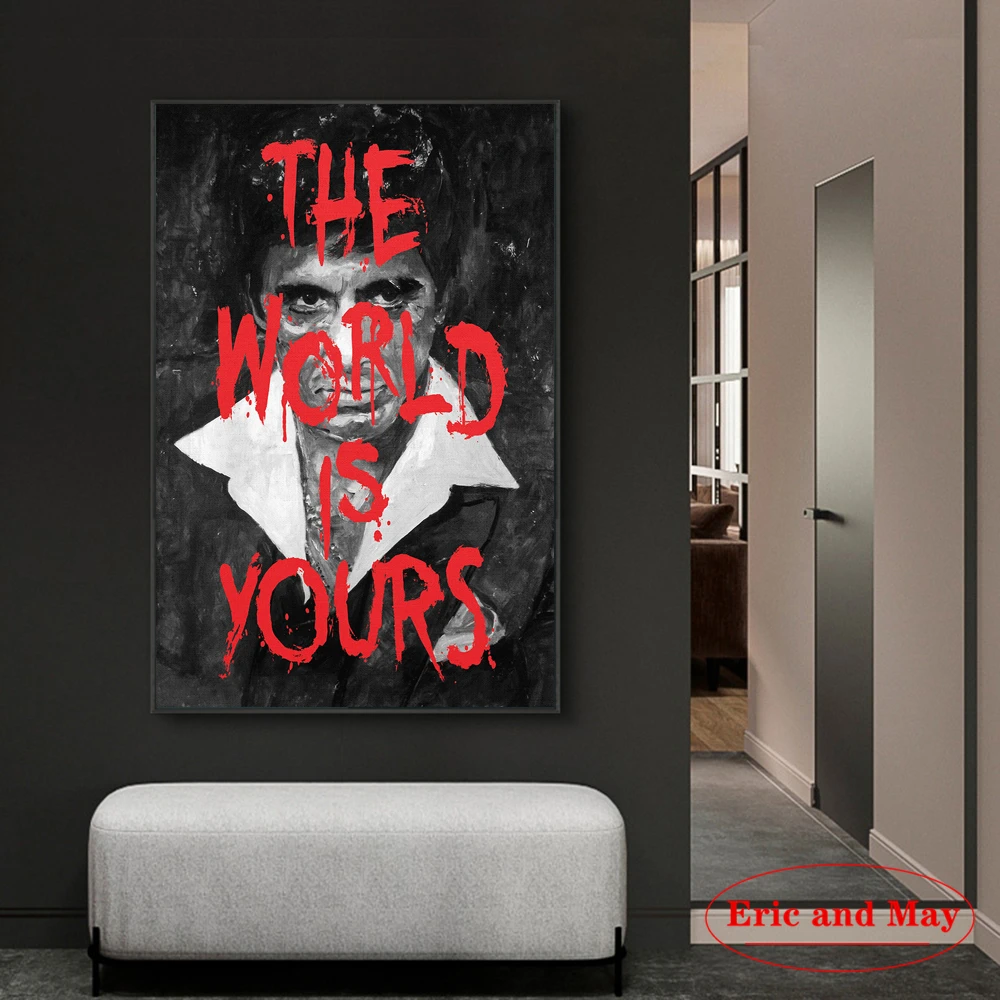 The World is Yours Movie Poster Scar Face Tony Montana Painting Wall Art Canvas Prints Decoration for Living Room Home Decor
The World is Yours Movie Poster Scar Face Tony Montana Painting Wall Art Canvas Prints Decoration for Living Room Home Decor