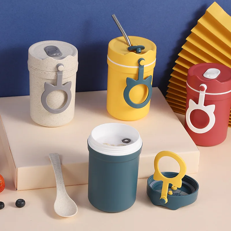 Wheat with the cup simple creative wheat shell with spoon breakfast cup anti-scalding microwaveable sealed soup cup water cup
Wheat with the cup simple creative wheat shell with spoon breakfast cup anti-scalding microwaveable sealed soup cup water cup