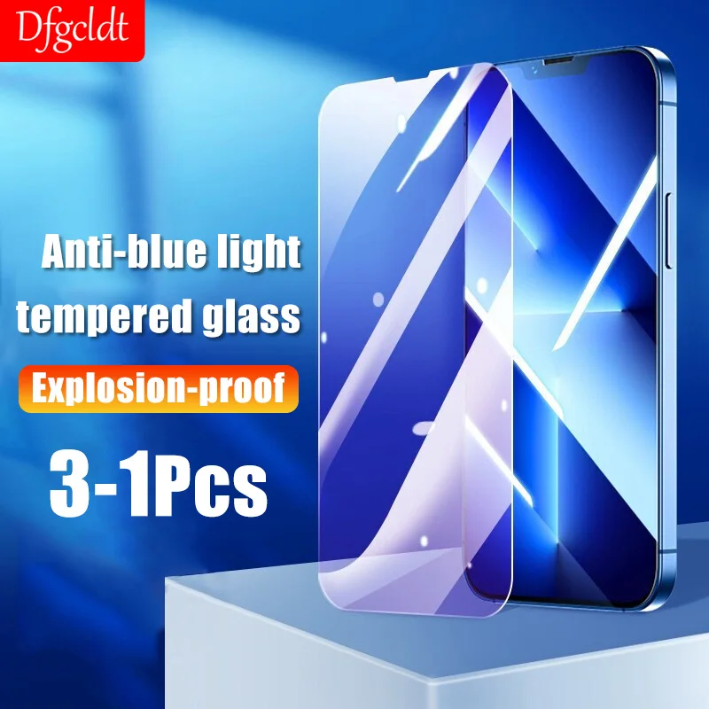 

1-3 шт. закаленное стекло с защитой от синего света для iPhone 12 11 13 Pro Max Mini, Защита экрана для iPhone X XS XR 6s 7 8 Plus, стекло
