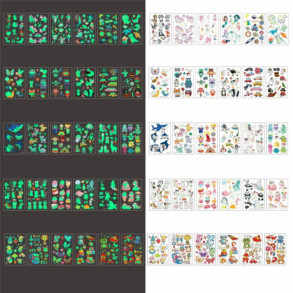 30Pcs/Lot Luminous Night Children Temporary Fake Tattoo Dark In Glow Animal Cartoon Dinosaur Pirate Unicorn Mermaid Kids Sticker
30Pcs/Lot Luminous Night Children Temporary Fake Tattoo Dark In Glow Animal Cartoon Dinosaur Pirate Unicorn Mermaid Kids Sticker
