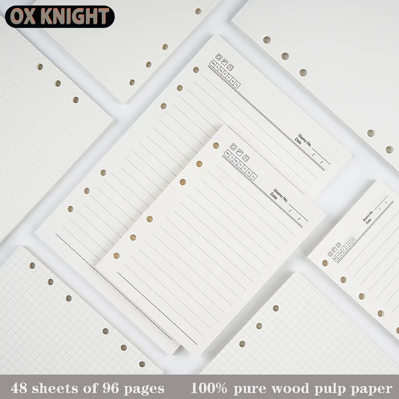 OX KNIGHT2 Pieces/Batch A5/A6/A7 48Sheets/96 Pages Ring Notebook Lnsert Refills 6 Holes Loose Leaf Papers Journals Dowling Paper
OX KNIGHT2 Pieces/Batch A5/A6/A7 48Sheets/96 Pages Ring Notebook Lnsert Refills 6 Holes Loose Leaf Papers Journals Dowling Paper