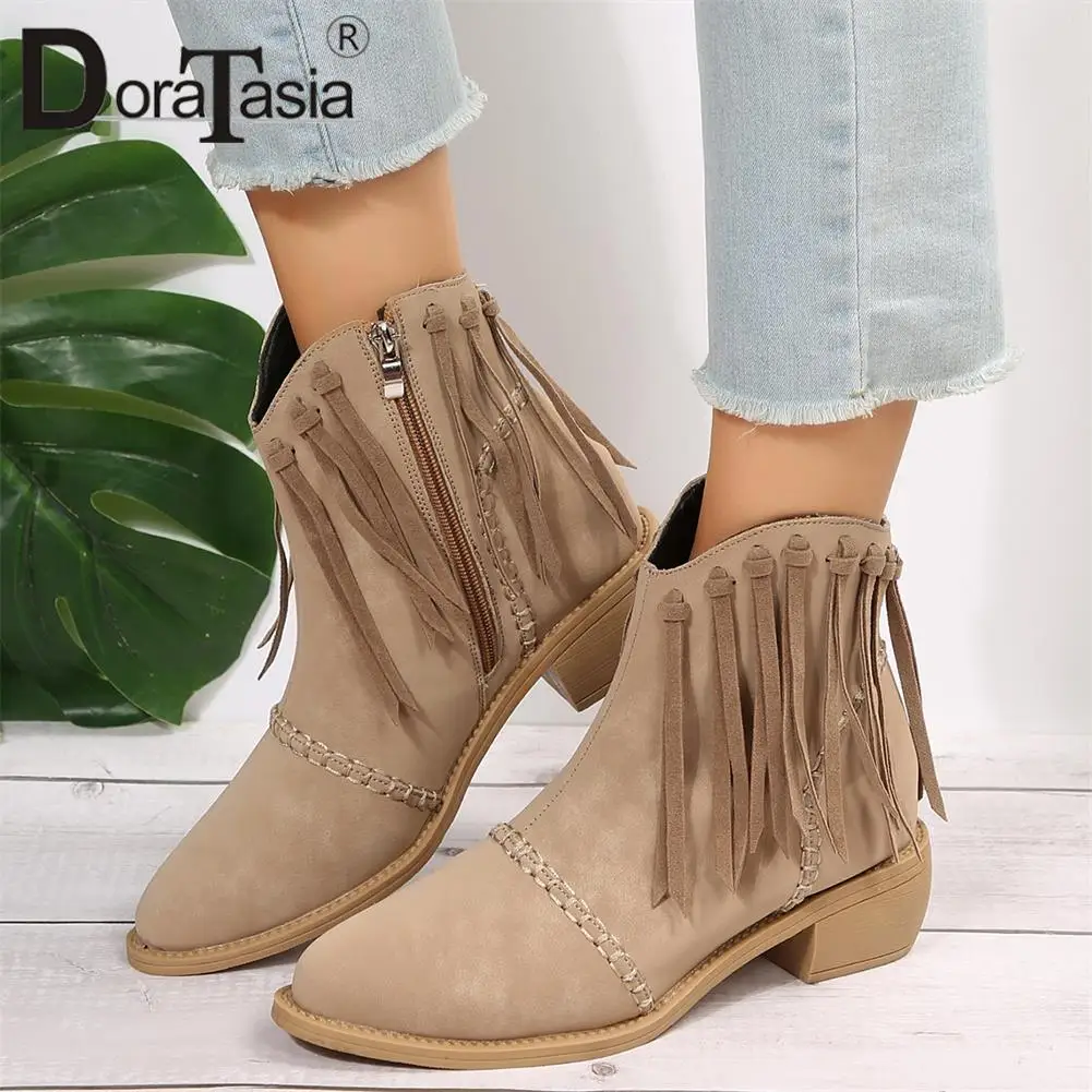 Brand New Female Pointed Toe Western Cowboy Boots Fashion Fringe Buckle Chunky Heel women's Ankle Boots Casual Woman Shoes
Brand New Female Pointed Toe Western Cowboy Boots Fashion Fringe Buckle Chunky Heel women's Ankle Boots Casual Woman Shoes