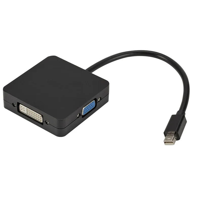 

3 в 1, переходник для порта дисплея Thunderbolt Mini DP «папа»-HDMI DVI VGA «мама»