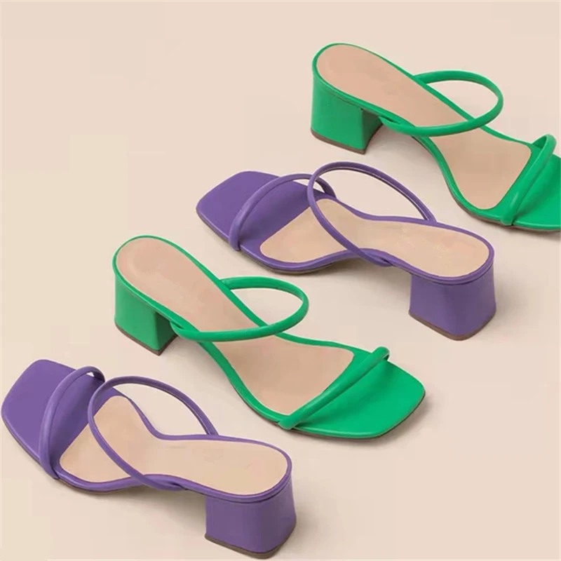 New 2022 Trend Women Solid Color Square Toe Sandals Slip On Elegant Middle Block Heels Two-Bar Slingback Shoes Fashion Mules
New 2022 Trend Women Solid Color Square Toe Sandals Slip On Elegant Middle Block Heels Two-Bar Slingback Shoes Fashion Mules